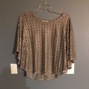 Dress Barn new fancy sheer beige/gold top